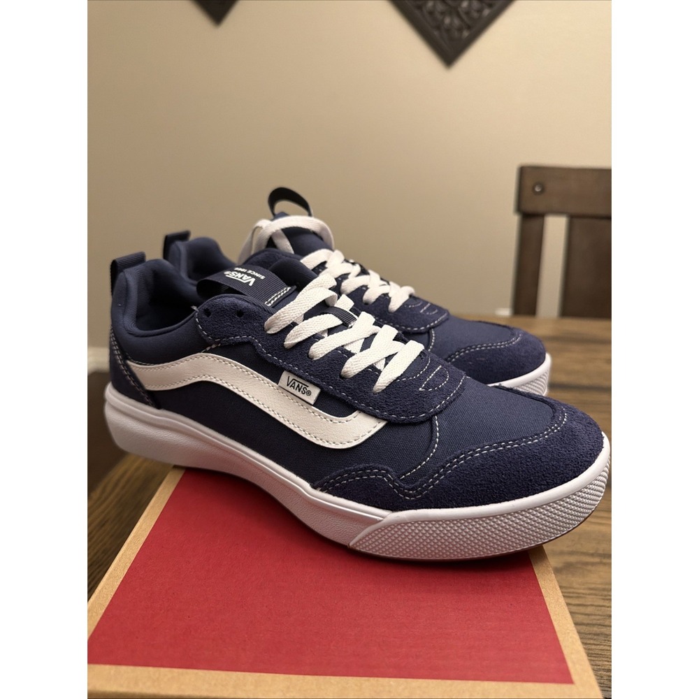 Men's Vans Shoes Size 9 Range Exp Navy White Sneaker Suede Canvas Low Top ..Y3